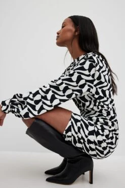 Detailed Shoulder Pads Mini Dress