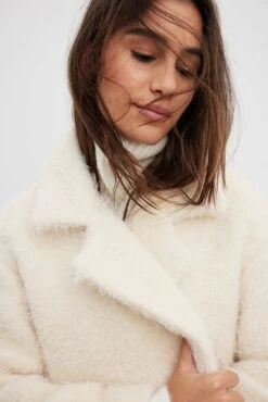 Double Buttoned Hairy Coat -Na-Kd nakd double buttoned hairy coat 1018 010229 0260 18611