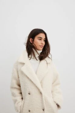 Double Buttoned Hairy Coat -Na-Kd nakd double buttoned hairy coat 1018 010229 0260 19031