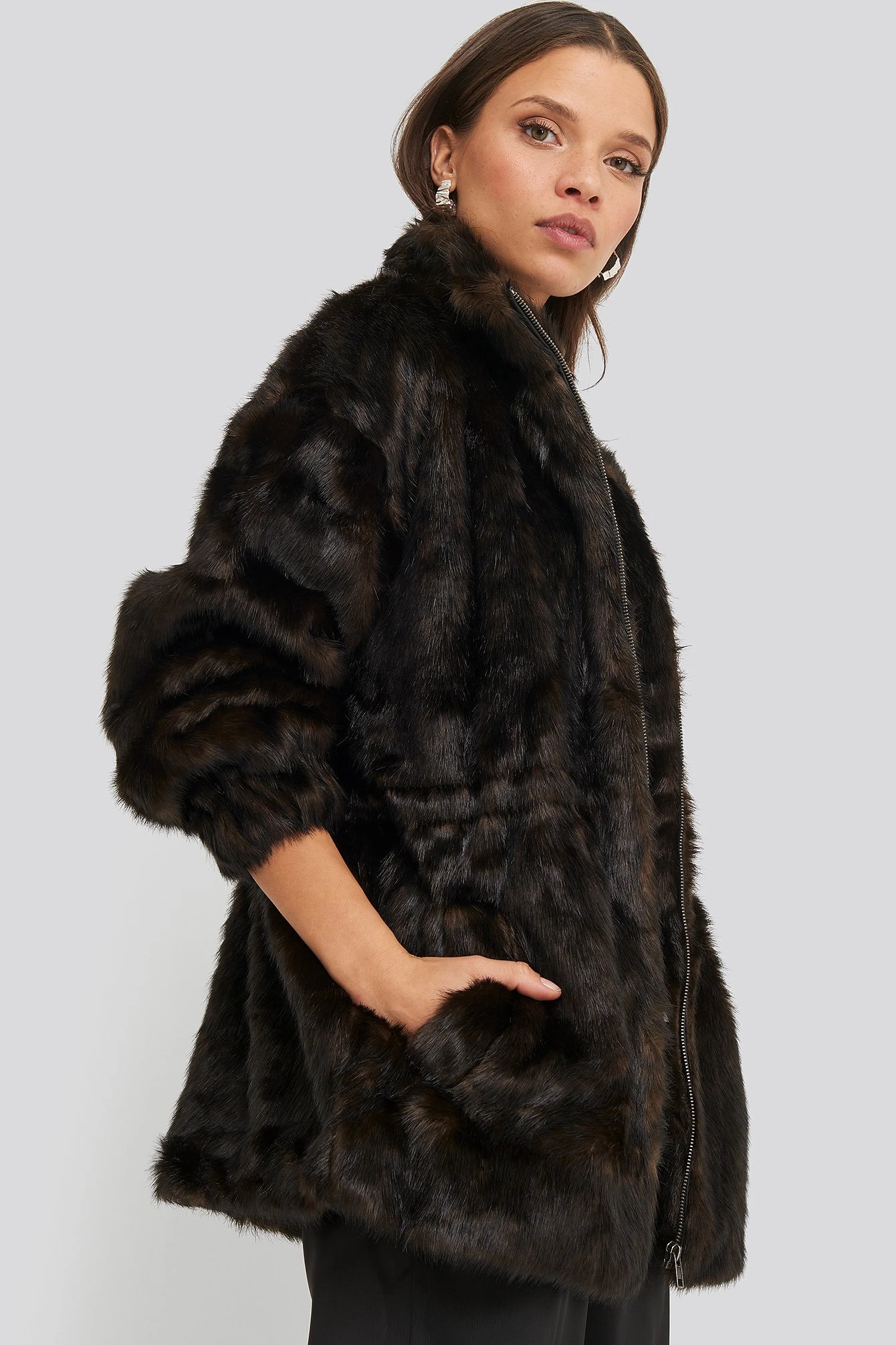 Drawstring Faux Fur Jacket 3 Drawstring Faux Fur Jacket