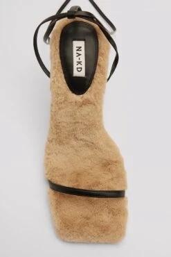 Faux Fur Sole Strappy Heels -Na-Kd nakd faux fur sole strappy heels 1055 001269 0002 2
