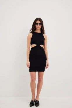 NA-KD Fine Knitted Cut Out Detail Mini Dress -Na-Kd nakd fine knitted cut out detail mini dress 1100 007090 0002 01c