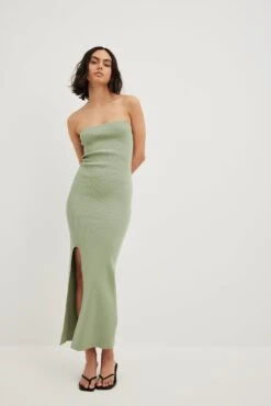 Fine Knitted High Slit Tube Dress