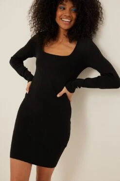 NA-KD Fine Knitted Square Neck Mini Dress -Na-Kd nakd fine knitted square neck mini dress 1100 005969 0002 37512