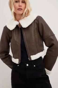 Fitted Shearling Jacket -Na-Kd nakd fitted shearling jacket 1728 000047 0017 28901