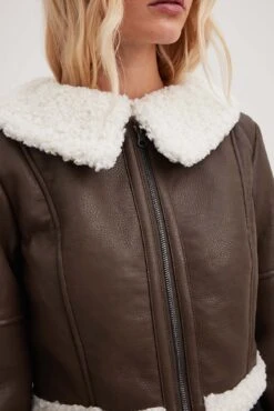 Fitted Shearling Jacket -Na-Kd nakd fitted shearling jacket 1728 000047 0017 28921