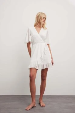 Flowy Short Sleeve Overlap Mini Dress -Na-Kd nakd flowy short sleeve overlap mini dress 1014 001581 0001 1472