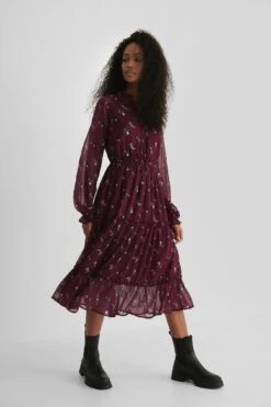 Frill Neck Midi Dress