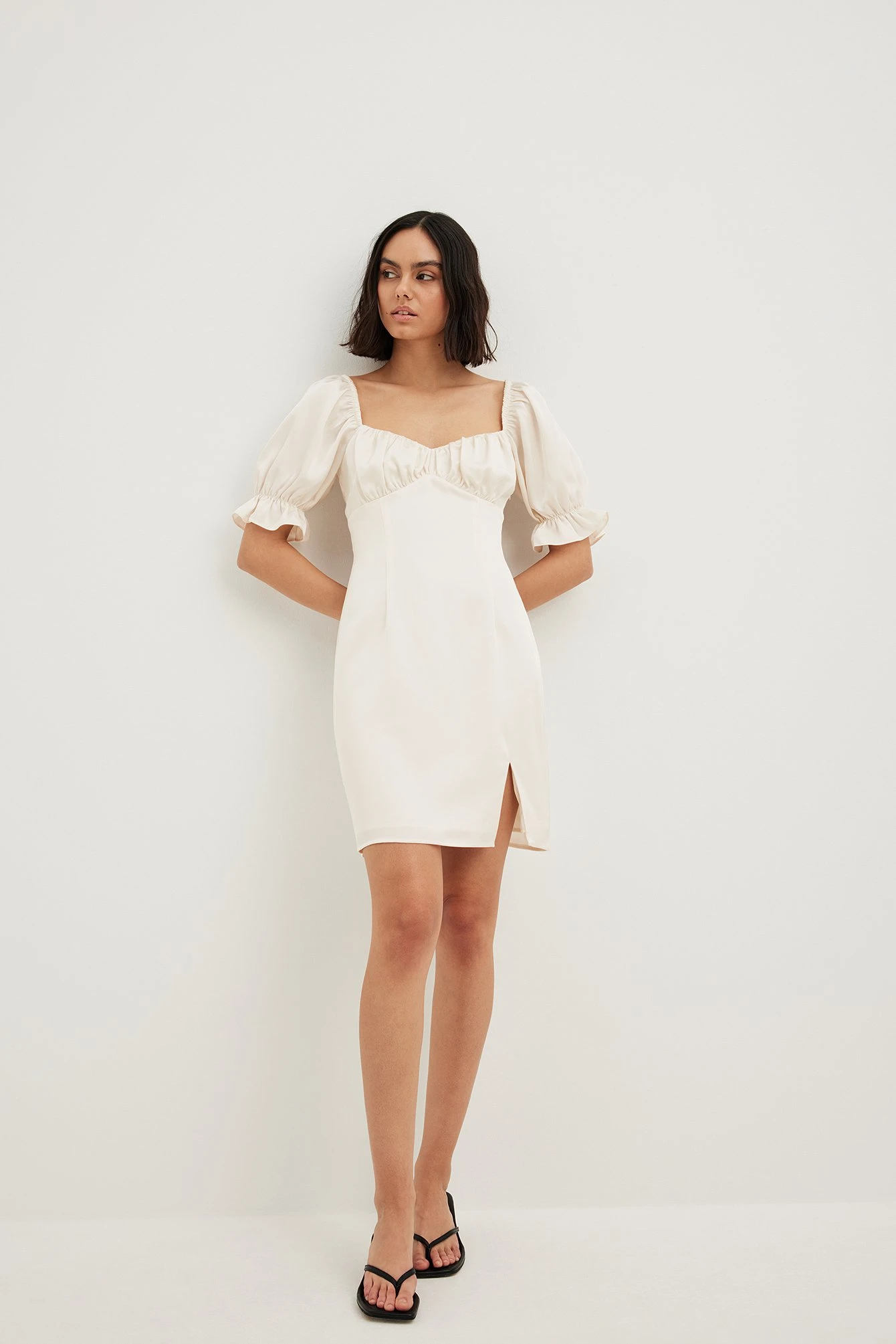 Gathered Chest Slit Mini Dress 4 Gathered Chest Slit Mini Dress - Image 2