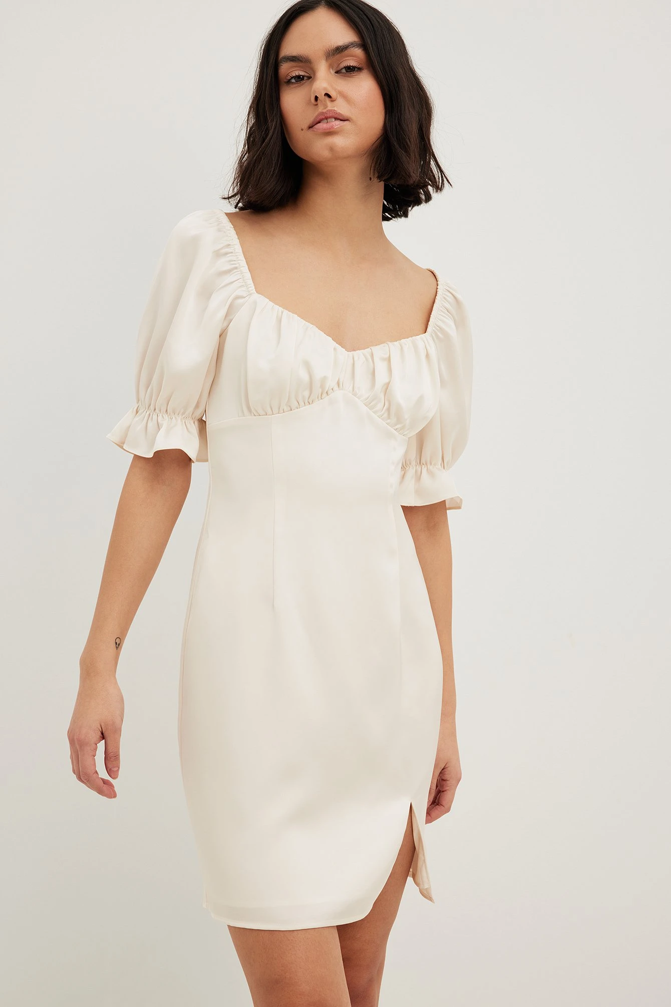 Gathered Chest Slit Mini Dress 6 Gathered Chest Slit Mini Dress - Image 4