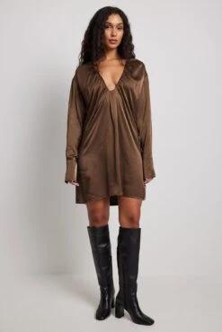 Gathered Plunge Mini Dress -Na-Kd nakd gathered plunge mini dress 1017 001113 0017 0941