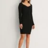 NA-KD Heart Neckline Ribbed Dress -Na-Kd nakd heart neckling ribbed dress 1100 004788 0002 03c