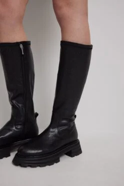 Heavy Profile Leather Shaft Boots -Na-Kd nakd heavy profile leather shaft boots 1055 001312 0002 39601