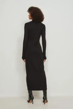Recycled High Neck Long Sleeved Midi Rib Dress -Na-Kd nakd high neck long sleeved midi rib dress 1044 000244 0002 02d