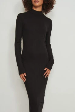 Recycled High Neck Long Sleeved Midi Rib Dress -Na-Kd nakd high neck long sleeved midi rib dress 1044 000244 0002 03j