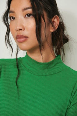 Recycled High Neck Long Sleeved Midi Rib Dress -Na-Kd nakd high neck long sleeved rib dress 1044 000244 0010 04g