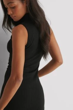 High Neck Rib Sleeveless Dress -Na-Kd nakd high neck rib sleeveless dress 1100 004615 0002 03g 1 02r