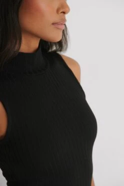 High Neck Rib Sleeveless Dress -Na-Kd nakd high neck rib sleeveless dress 1100 004615 0002 04g 1 02r