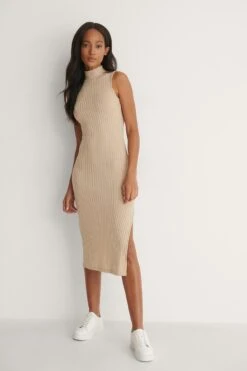 High Neck Rib Sleeveless Dress -Na-Kd nakd high neck rib sleeveless dress 1100 004615 0005 01c