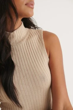 High Neck Rib Sleeveless Dress -Na-Kd nakd high neck rib sleeveless dress 1100 004615 0005 03g