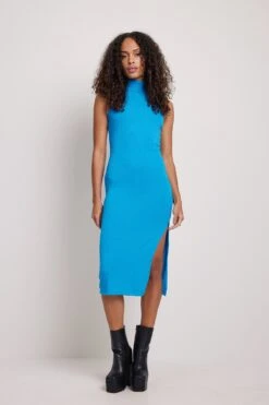 High Neck Rib Sleeveless Dress -Na-Kd nakd high neck rib sleeveless dress 1100 004615 0003 01c