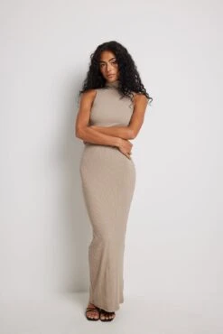 High Neck Ribbed Maxi Dress -Na-Kd nakd high neck ribbed maxi dress 1100 006628 0119 22900
