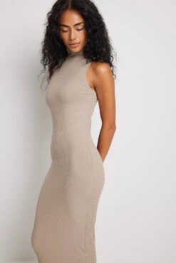 High Neck Ribbed Maxi Dress -Na-Kd nakd high neck ribbed maxi dress 1100 006628 0119 22927