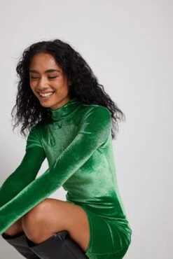 High Neck Velvet Mini Dress -Na-Kd nakd high neck velvet mini dress 1017 002116 0010 2885 1