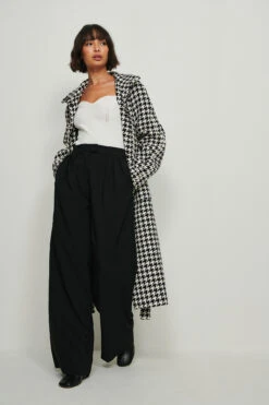 NA-KD Recycled Houndstooth Belted Coat -Na-Kd nakd houndstooth belted coat 1018 007799 0464 05c