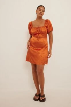 NA-KD Jacquard Satin Mini Dress -Na-Kd nakd jacquard satin mini dress 1100 006392 0179 01c