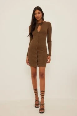 NA-KD Keyhole Button Detail Dress