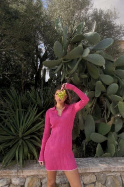 Knitted Collar Mini Dress