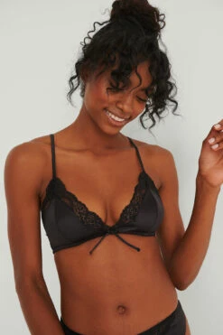 Lace Detail Satin Triangle Bra -Na-Kd nakd lace detail satin triangle bra 1013 000914 0002 01a r