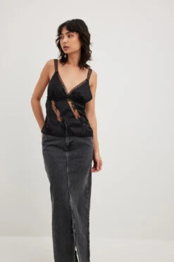 Lace Front Detail Satin Top -Na-Kd nakd lace front detail satin top 1017 002134 0002 18653