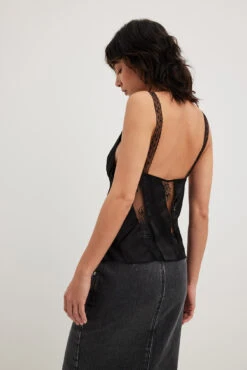 Lace Front Detail Satin Top -Na-Kd nakd lace front detail satin top 1017 002134 0002 18707