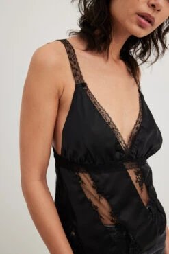 Lace Front Detail Satin Top -Na-Kd nakd lace front detail satin top 1017 002134 0002 18730