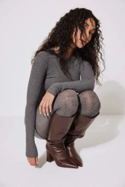 Leather Pointy Block Heel Boots -Na-Kd nakd leather pointy block heel boots 1055 001340 1334 58048