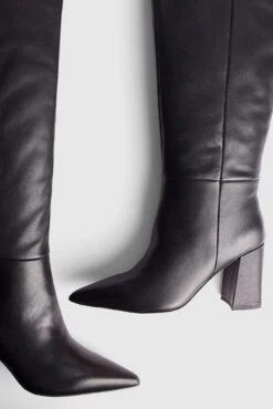 Leather Pointy Block Heel Boots -Na-Kd nakd leather pointy block heel boots 1055 001340 0002 0535