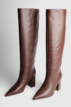 Leather Pointy Block Heel Boots -Na-Kd nakd leather pointy block heel boots 1055 001340 1334 05091