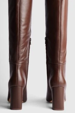 Leather Pointy Block Heel Boots -Na-Kd nakd leather pointy block heel boots 1055 001340 1334 05181