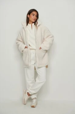 Long Zipped Teddy Jacket -Na-Kd nakd long zipper teddy jacket 1018 007890 0260 03c
