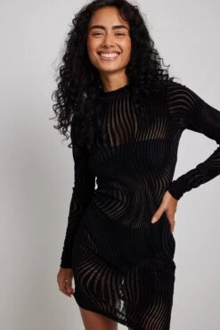 Mesh Velvet Mini Dress