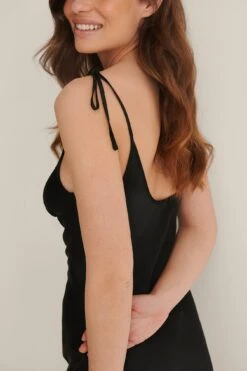Recycled Mini Tie Shoulder Satin Dress -Na-Kd nakd mini tie shoulder satin dress 1017 001030 0002 05g