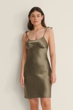 Recycled Mini Tie Shoulder Satin Dress -Na-Kd nakd mini tie shoulder satin dress 1017 001030 0119 03j