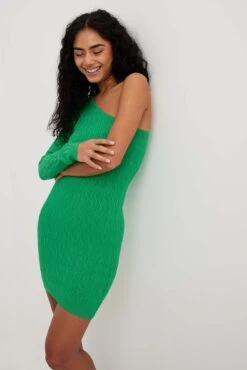 NA-KD One Shoulder Pattern Knitted Mini Dress -Na-Kd nakd one shoulder pattern knitted mini dress 1100 006368 0010 12754