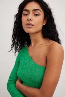 NA-KD One Shoulder Pattern Knitted Mini Dress -Na-Kd nakd one shoulder pattern knitted mini dress 1100 006368 0010 12761