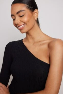 NA-KD One Shoulder Pattern Knitted Mini Dress -Na-Kd nakd one shoulder pattern knitted mini dress 1100 006368 0002 4 r 1