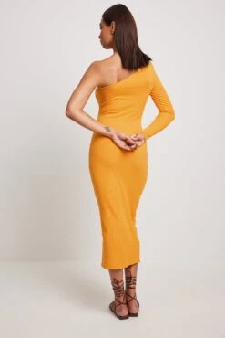 One Sleeve Ribbed Midi Dress -Na-Kd nakd one sleeve ribbed midi dress 1100 006632 0261 11799 1