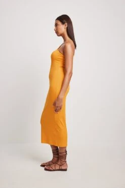 One Sleeve Ribbed Midi Dress -Na-Kd nakd one sleeve ribbed midi dress 1100 006632 0261 11822 1