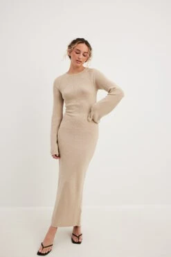 NA-KD Open Back Lace Detail Knitted Maxi Dress -Na-Kd nakd open back lace detail knitted maxi dress 1100 006235 0005 35432